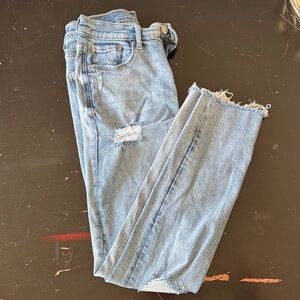 Frayed Hem Light Blue Denim Jeans